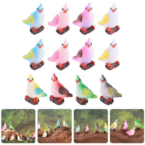 12 Pcs Cartoon -Papageienverzierung Lebense Vogelfigur Aus économies Harz