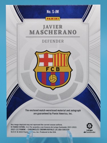 2020-21 Panini Chronicles Crown Royale Javier Mascherano Relic Auto Gold /5 Read - Picture 3 of 4