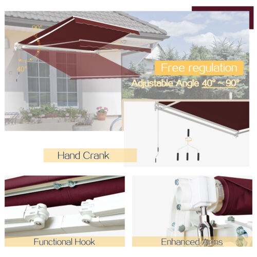 Patio Awning Manual Retractable Sun Shade Canopy Outdoor Deck Shelter 4 Size - Picture 166 of 393