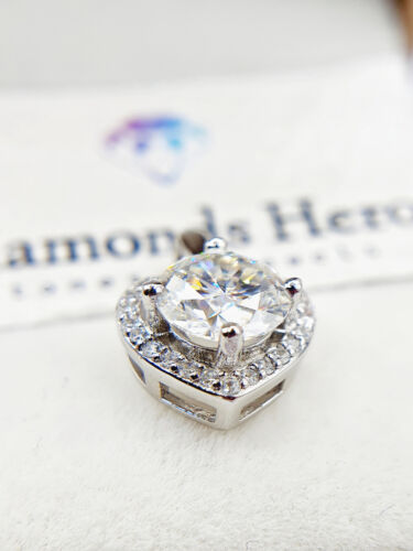 Pendente Diamante Moissanite 1ct D-EF certificato cuore heart diamond pendant - Foto 2 di 8