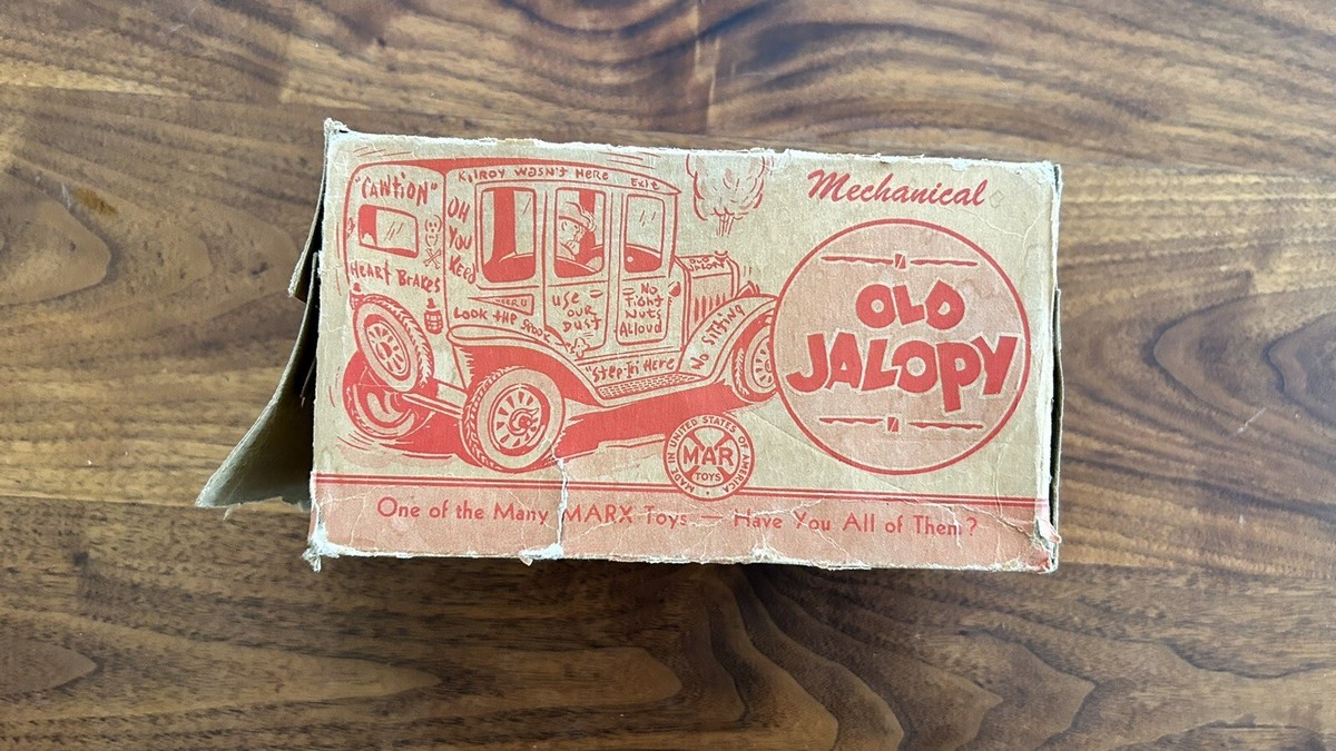 Vintage 1950 Wind Up Marx Toy w/Orig. Box Old Jalopy Auto Vintage 1950 Wind Up Marx Toy w/Orig. Box Old Jalopy Auto