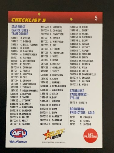 2019 AFL Select Footy Stars - Choose Your Card - Single Card- Excellent.C1-MELB - Picture 9 of 227