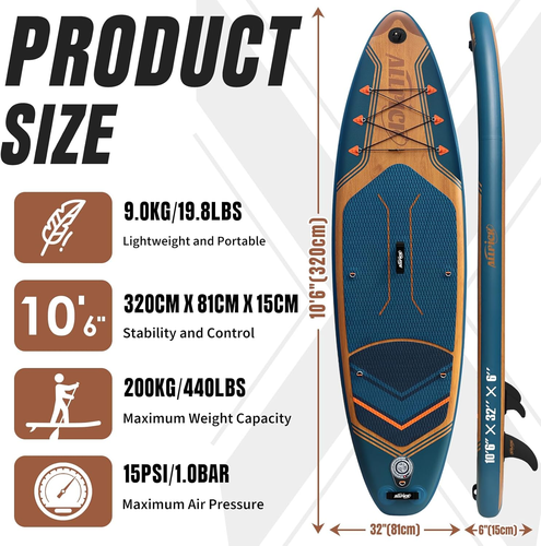 ALLPICK Premium SUP Board Set, Stand up Paddling Board Aufblasbar, Mit Universal - Bild 3 von 9