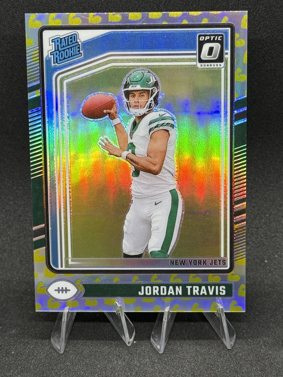 2024 Donruss Optic #260 Rated Rookie Flex Prizm /149 Jordan Travis Jets