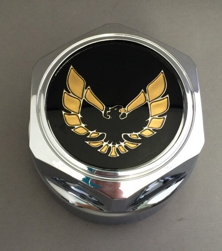 New PONTIAC FIREBIRD TRANS-AM Hub Wheel Center Cap Chrome/Gold SET of 4 - Picture 2 of 3