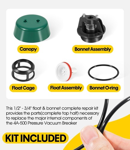 For Apollo PVB4A, 4A-500, 1/2"-3/4" Float & Bonnet Complete Repair Kit 4A00407 - Picture 8 of 14
