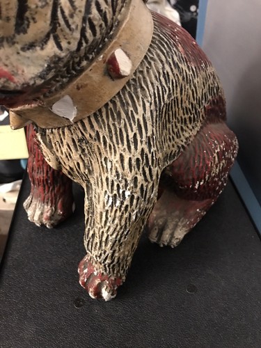 Vintage Chalkware Bulldog Bank 13" Tall Untouched Original w/Damage Bull Dog - Picture 8 of 24