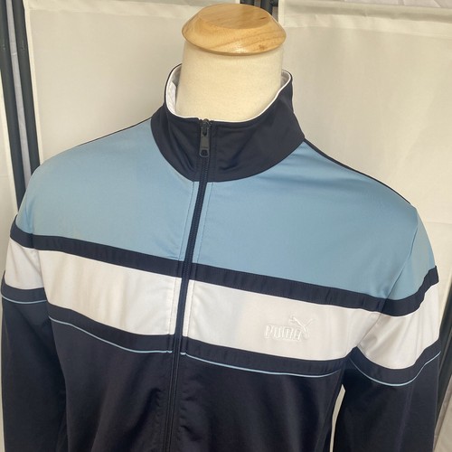 Puma Mens XL Full Zip Top Blue On Blue Polyester Long Sleeve Nice E9 - Picture 4 of 12