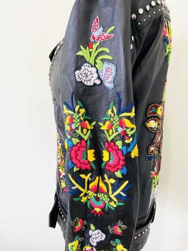 Camilla Size S About A Girl Embroidered Leather Biker Jacket BNWT Lamb Leather - Picture 4 of 10