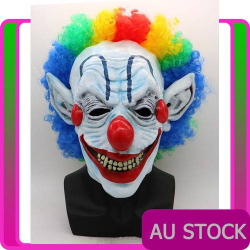 Mens Sinister Mr Mister Horror Creepy Clown Killer Halloween Costume Mask + Wig - Picture 1 of 6