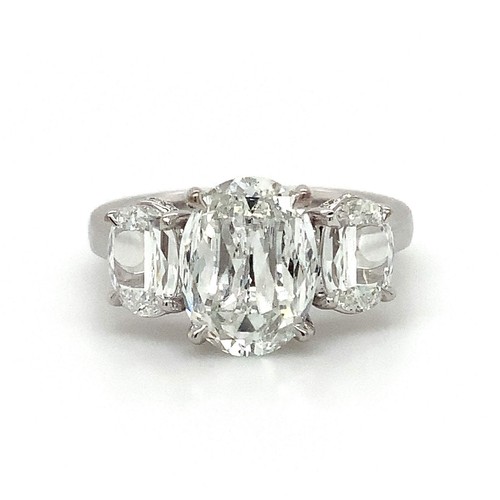 Christopher Designs L'Amour Crisscut® 3 Stone Lab Grown Oval Diamond Ring 3.27 c - Picture 1 of 11