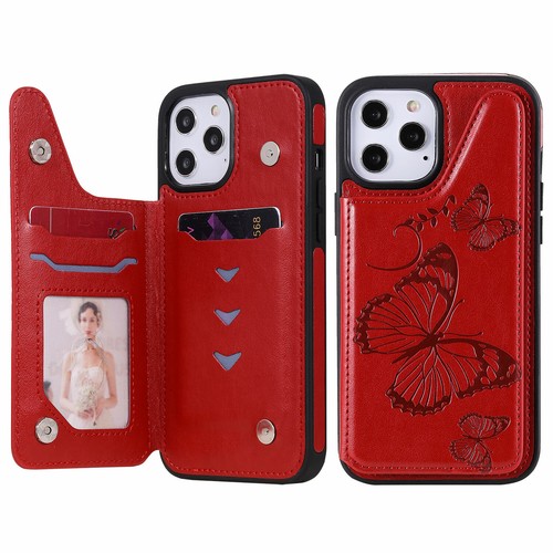 Shockproof Butterfly Leather Card Pocket Magnetic Case Cover For Apple iPhone - Picture 42 of 51