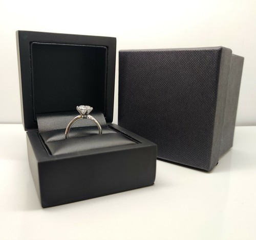 White gold finish solitaire and round cut created diamond ring size N free post - Picture 4 of 4