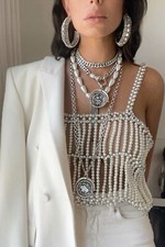 Handmade Pearl Crystal Style Exclusive Lux Brand Design, Vintage Pearl Top