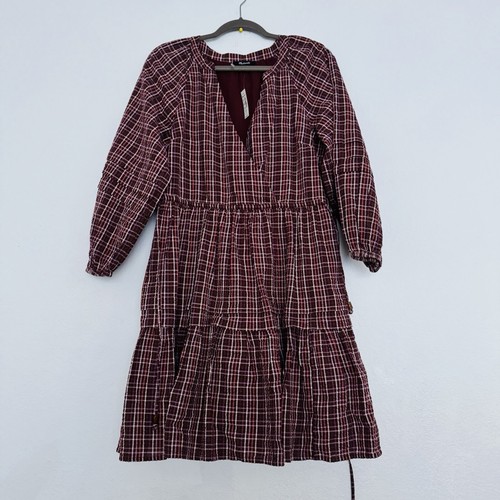 Madewell Seersucker mini abito avvolgente Merlot scuro a quadri taglia small - Foto 10 di 21