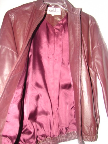 Vintage Timeless NC Montaldo's burgunderfarbener Ledermantel Jacke Größe Junior 5/6 - Bild 3 von 6