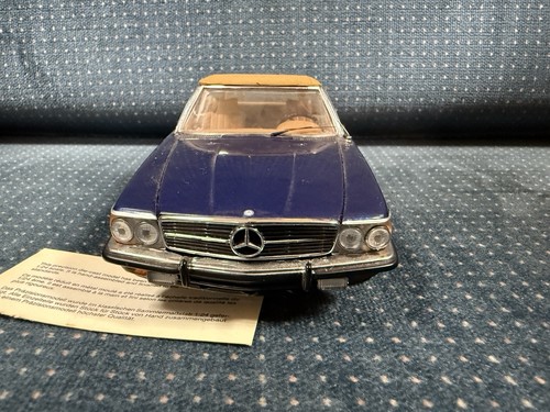 Franklin Mint 1973 Mercedes Benz 450SL Roadster Blue 1/24 Scale w/ Tag - Picture 5 of 20