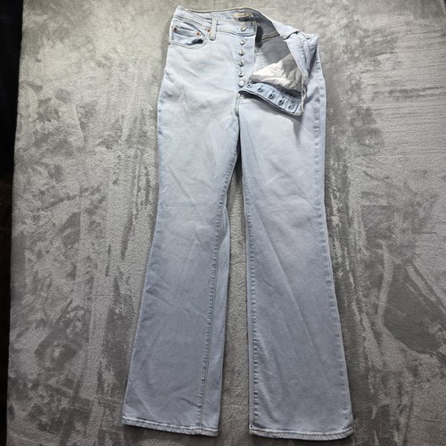 Levis Ribcage Boot Jeans Womens 32 Light Wash Blue High Rise Button Fly Denim - Picture 2 of 14