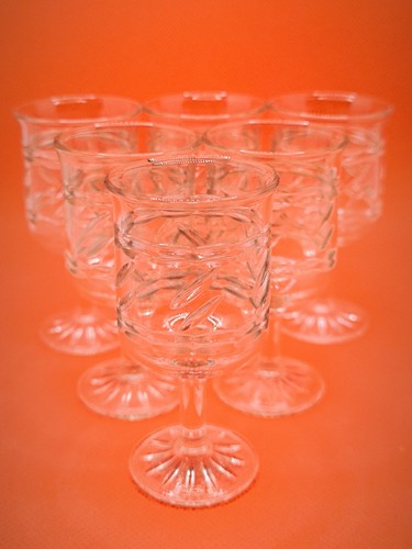 CRYSTAL GLASS SHOT GOBLET CUPS SOVIET ART DECO CUT STEMWARE SET&BOX - Picture 18 of 19