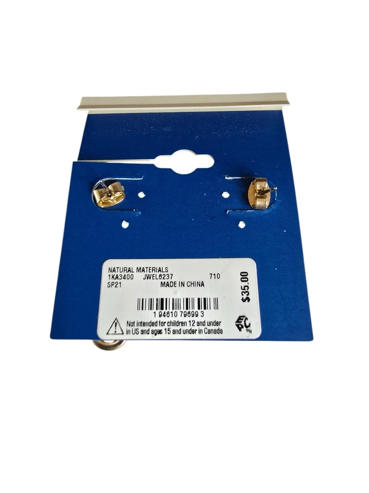 LUCKY BRAND SATIN GOLD PLATED WHITE FAUX PEARL PIERCED EARRINGS NWT - Image 3 of 3