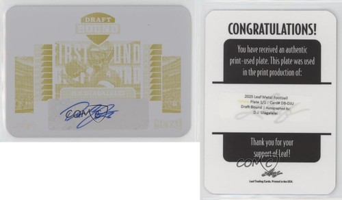 2025 Leaf Metal Draft Bound Printing Plate Yellow 1/1 DJ Uiagalelei Auto 3hd - Picture 3 of 3