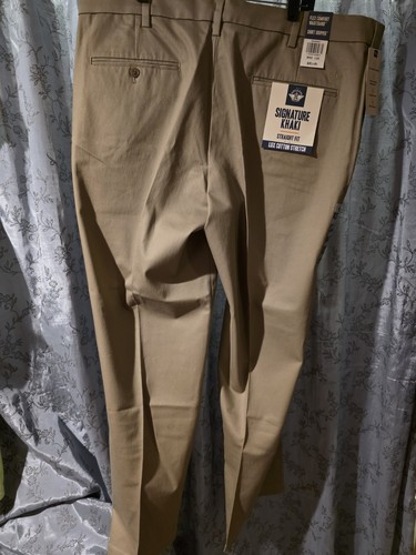 Pantalones Dockers Signature Caqui Para Hombre Talla 40x30 Tostado Calce Recto Elastizados NUEVAS Etiquetas - Imagen 3 de 6