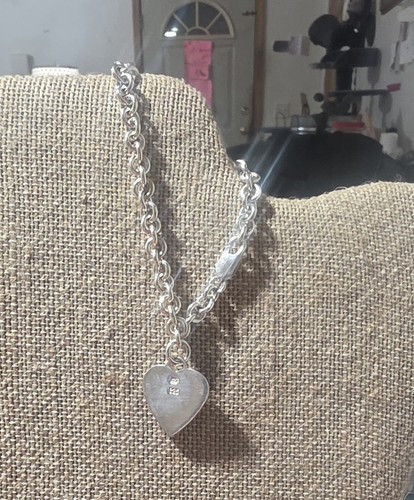 Pulsera con dije de plata de ley con corazón colgante - Imagen 7 de 9