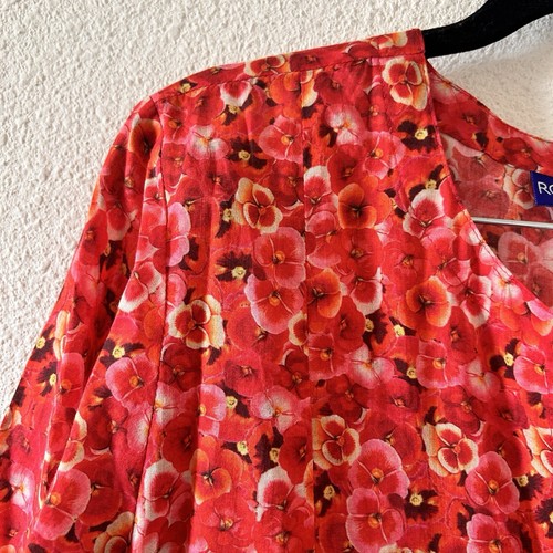 Ro’s Garden Floral Pullover Dress Small Orange Pink Relax Tassel hem Beautiful - Picture 10 of 14