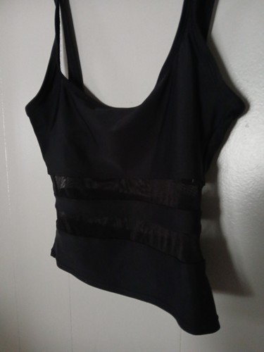 Ann Cole Cropped Tankini Top Black Siz 8 - Picture 2 of 6