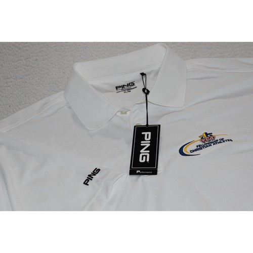 Camisa Polo de Golf PING Hombres Talla XL Poliéster FCA Fellowship Atletas Cristianos NUEVA - Imagen 8 de 9