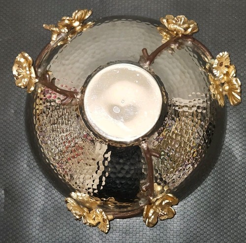 Metal Flower Orchid? 9 Inch Wide Fruit Bowl- Unmarked - Picture 7 of 11