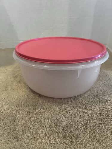 Vintage Tupperware #272 Clear Mixing Bowl With Pink Lid - Picture 5 of 8