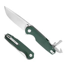 FLISSA Multitool Pocket Knife 3.3" D2 Blade Liner Lock Glass Breaker Rope Cutter