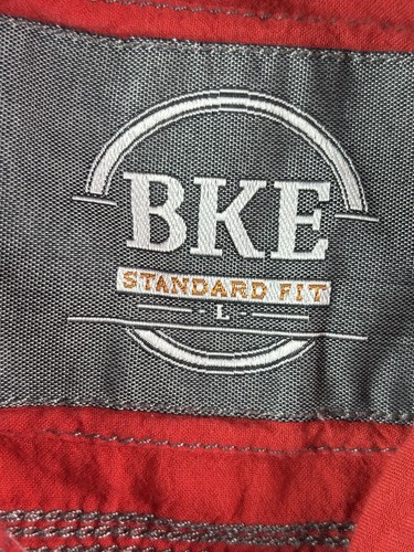 BKE BUCKLE GREY SCARLETT RED TONAL STRIPE STANDARD FIT SHIRT Large Mens Shirt - Picture 6 of 6