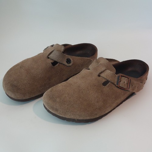 Birkenstock Boston Unisex Size EU 38 US 7.5 Taupe Suede Slip On Clog Shoes