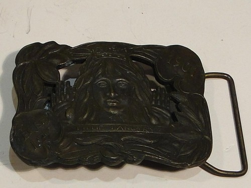 Vintage Lillie Langtry The Jersey Lily 1901 Brass Belt Buckle - Picture 3 of 4