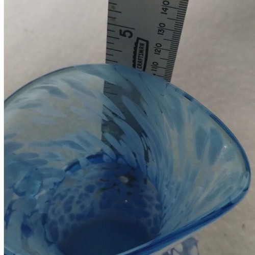 Art Glass Pitcher Blue White Swirl Hand Blown Decorative Vase Carafe - Picture 9 of 9