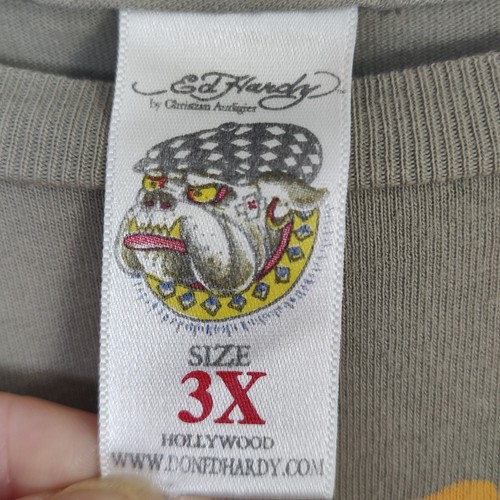 3X Ed Hardy Long Sleeve Shirt by Artist Christian Audigier Eagle & Tiger Olive - Picture 14 of 22
