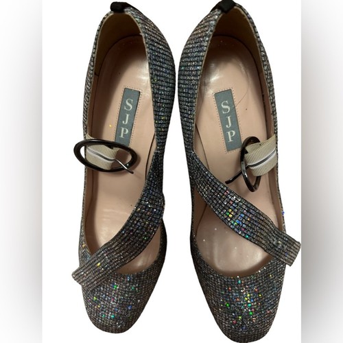 SJP silver sparkle mary Jane shoes , Sz391/2