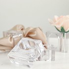 4 CLEAR Square Acrylic NAPKIN RINGS Mini Flower Holders Party Events Decorations