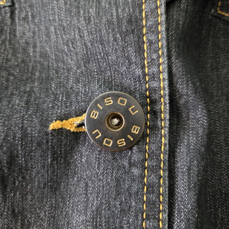 Chaqueta gabardina plumero de mezclilla lavado oscuro BISOU BISOU para mujer Y2K talla grande Foto 4 de 4