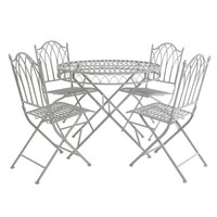 Charles Bentley Rustic 5 Piece Wrought Iron Outdoor Bistro Set - Grey