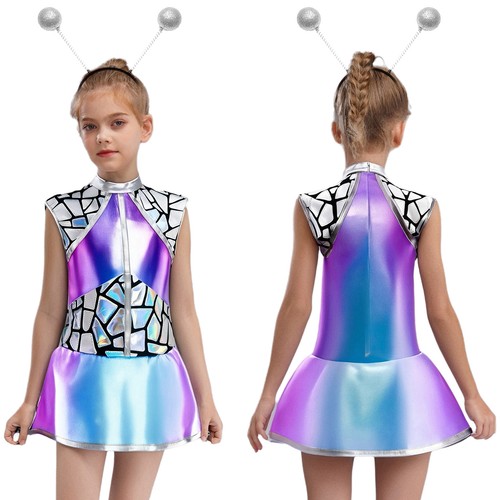 Kids Outfits Party Costume Metal Dress Movie Metallic Daily Sleeveless Space - Picture 19 of 44