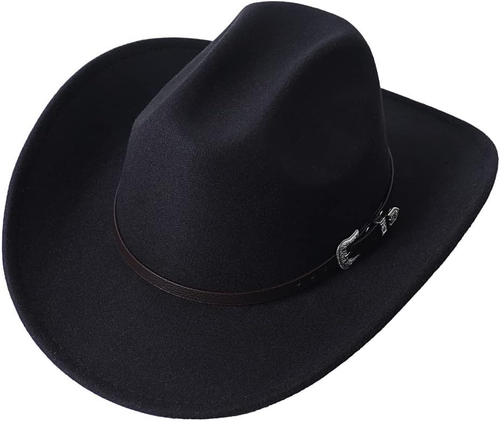 Cappello cowgirl cowboy western a tesa larga uomo donna con cintura fibbia - Foto 1 di 12