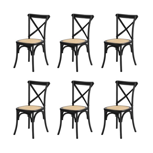 Oikiture 160cm Extendable Dining Table with 6PCS Dining Chairs Crossback Black - Picture 6 of 10