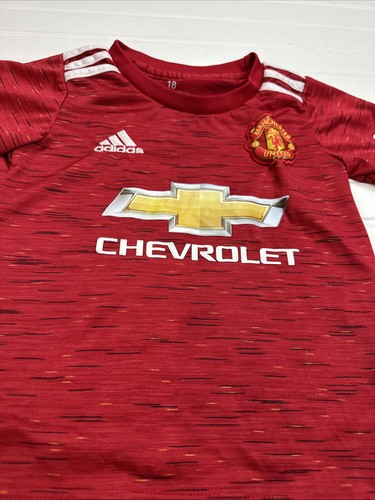 Adidas Manchester United Youth Kids Size 18 Soccer Jersey Red Home Chevrolet - Picture 2 of 7