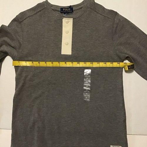Polo Ralph Lauren Niños Tejido Waffle Henley Camisa Talla M (10-12) Manga Larga Gris - Imagen 4 de 10