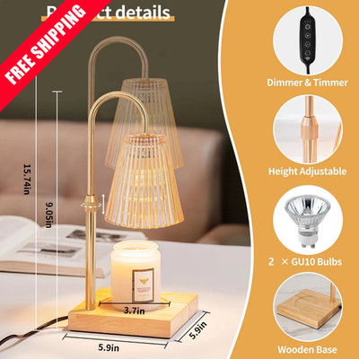 Candle Warmer Lamp, Adjustable Glass Lamp Candle Warmer with Timer Dimmable