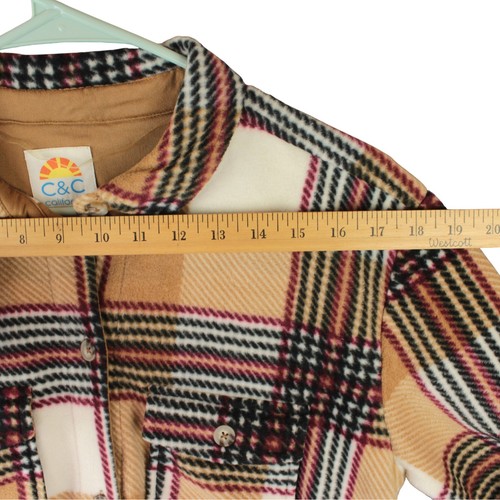 C&C California Plaid Button Up Flannel Jacket Women Size S NWT Beige - Picture 10 of 13