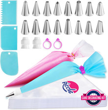 Piping Bags and Tips Set, 11.8 Inch 100 anti Burst Piping Bags, 124 Pcs Cake Dec
